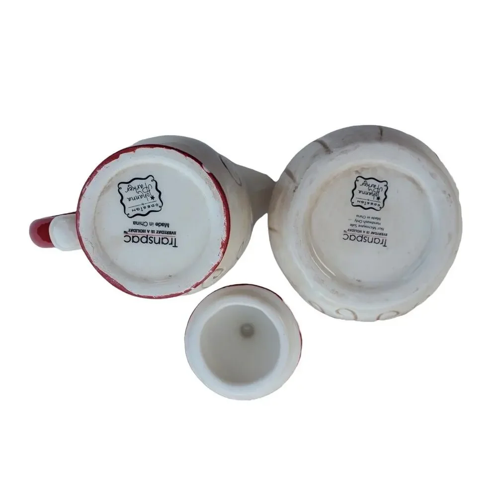 Johanna Parker Transpac Christmas Santa Creamer Sugar Set Retro Nostalgic Gift